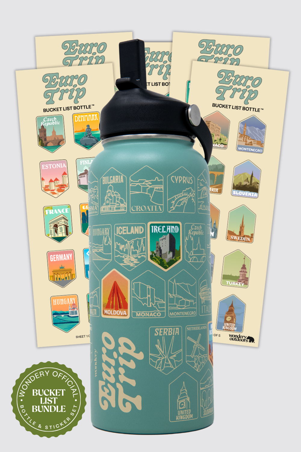 Euro Trip Bucket List Water Bottle