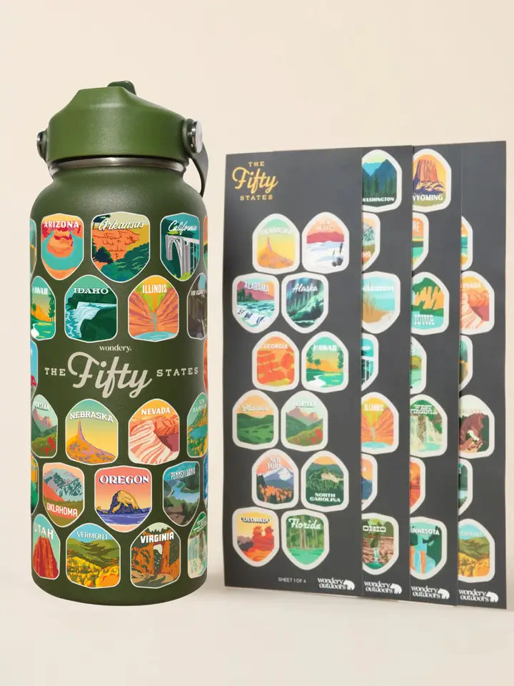 Fifty States Bucket List Water Bottle | Forest