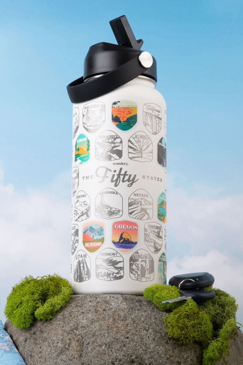 Fifty States Bucket List Travel Water Bottle