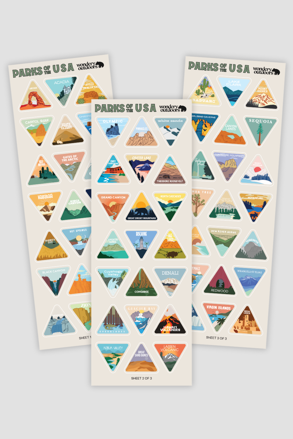 USA National Parks souvenir sticker pack