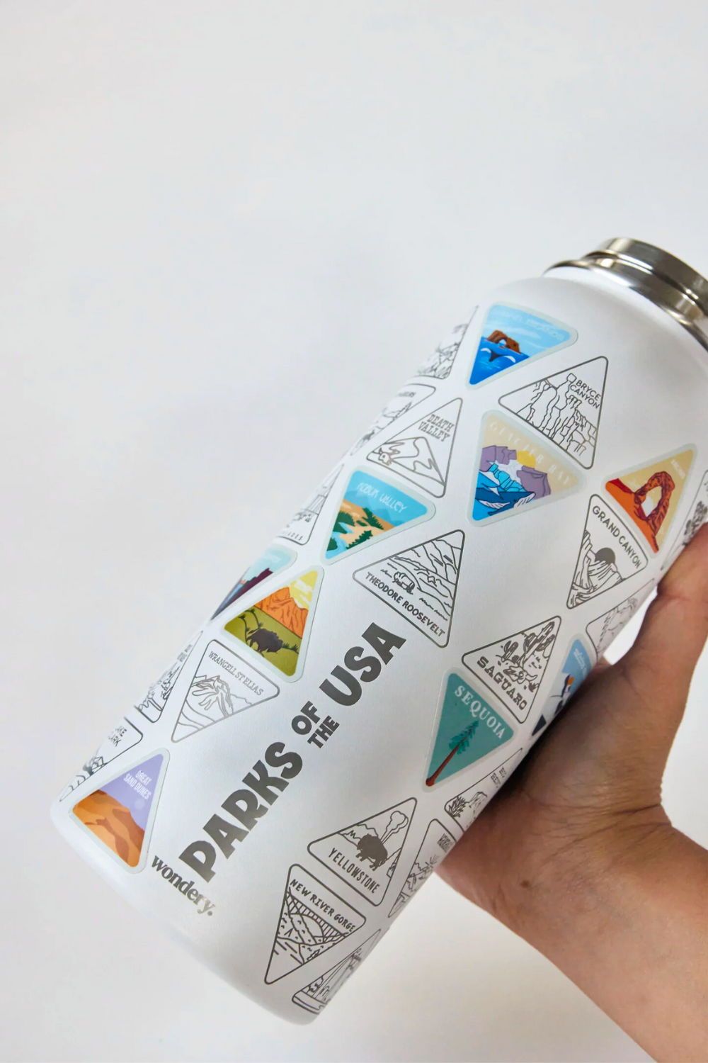 white travel camping hiking water bottle with carrying strap #color_white