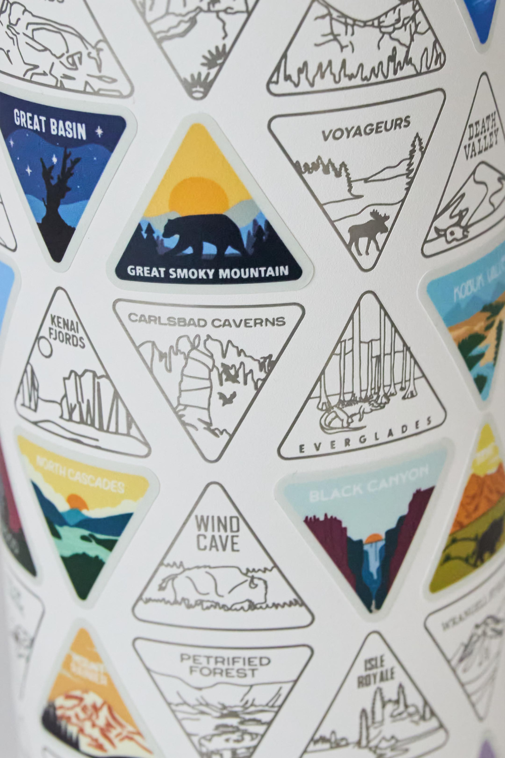 white travel camping hiking water bottle and souvenir stickers #color_white