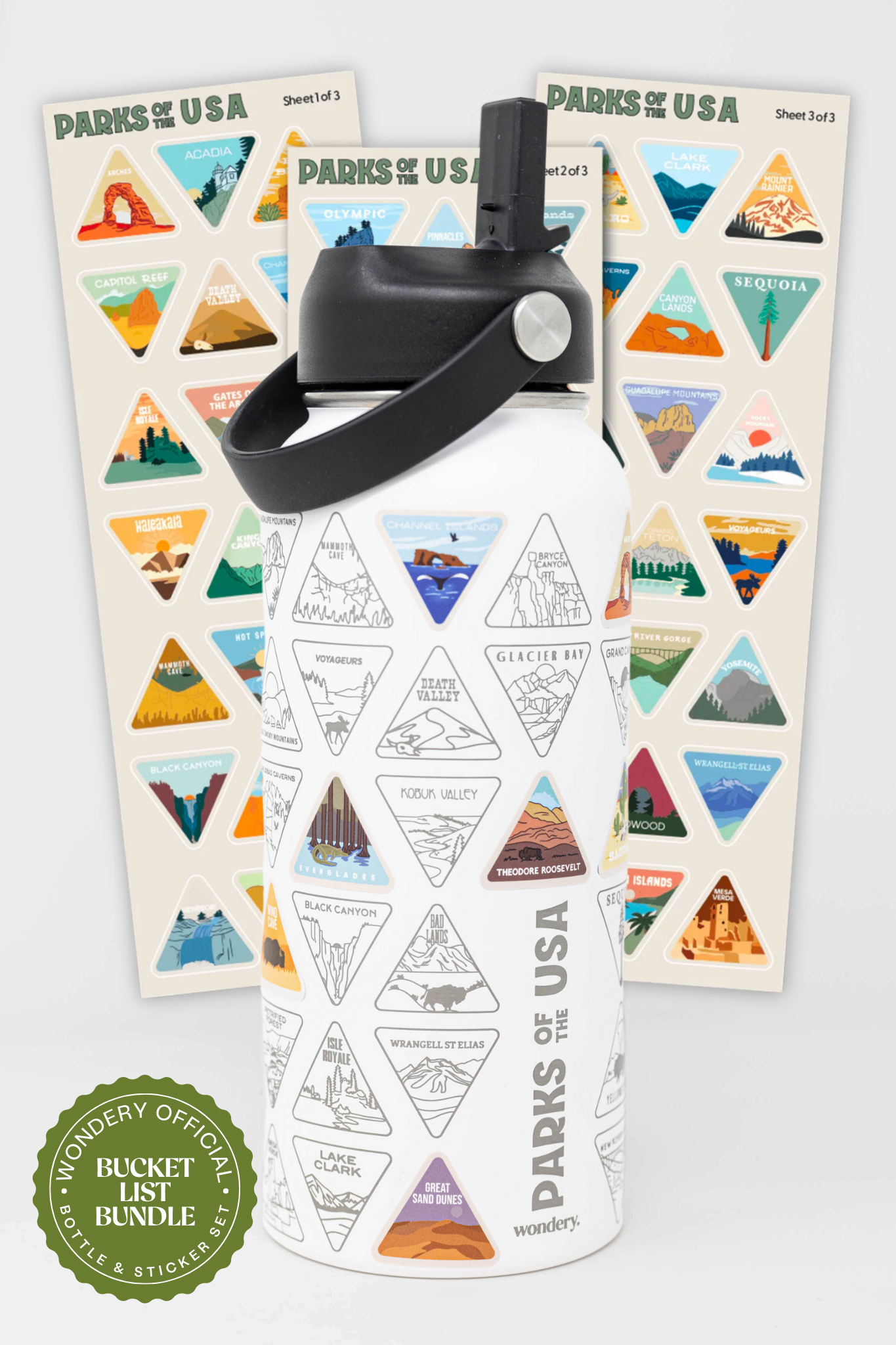 white travel camping hiking water bottle with carrying strap #color_white