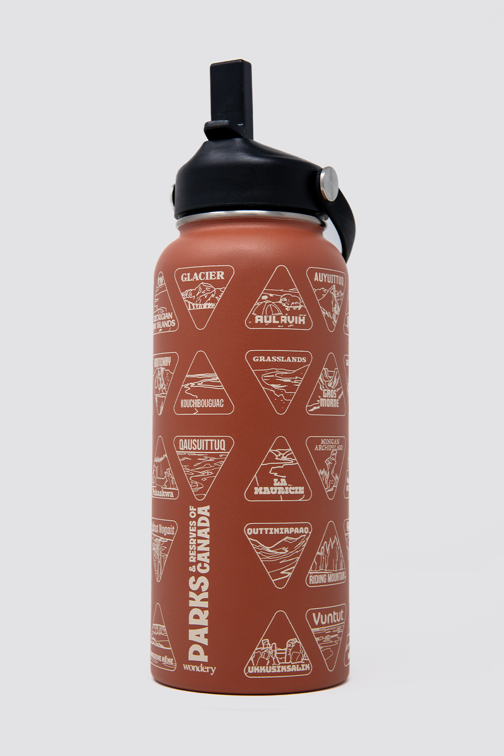 Parks and Reserves of Canada Bucket List Water Bottle (Oops)