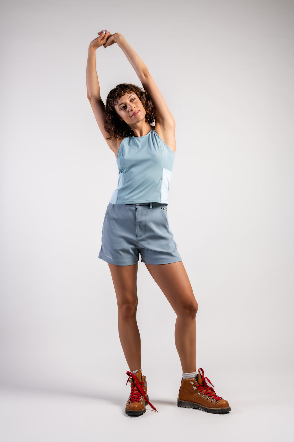 Wondery women's hiker Outdoor terrain shorts and tank top #color_sage