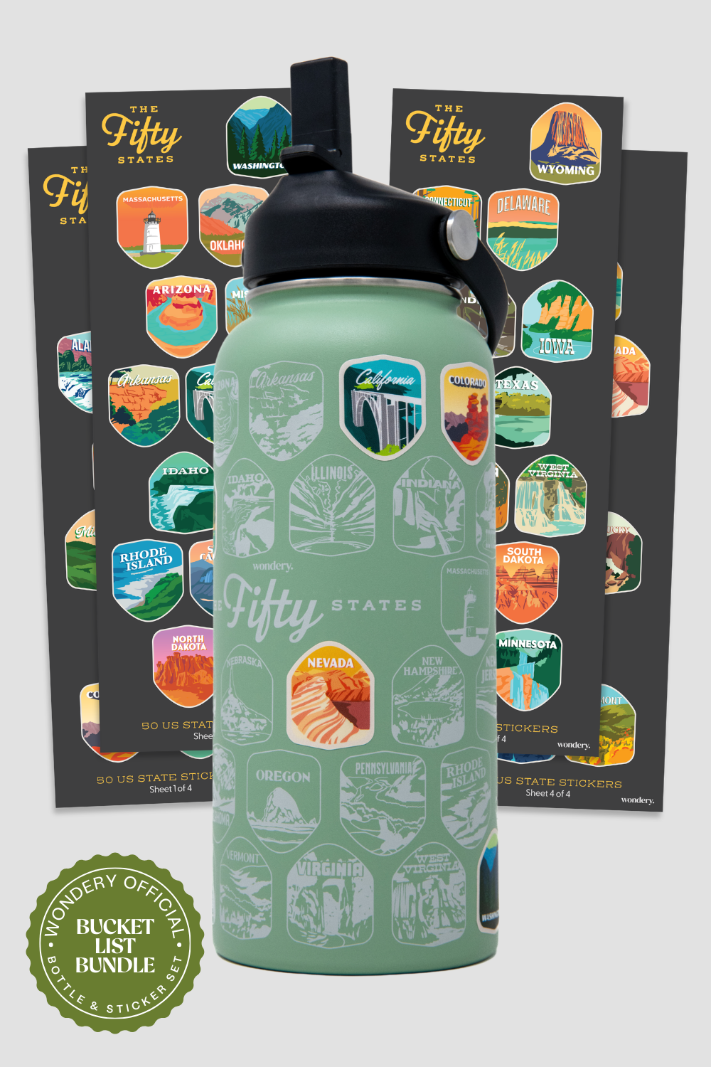 USA nationwide 50 states souvenir lightweight travel water bottle #color_sage