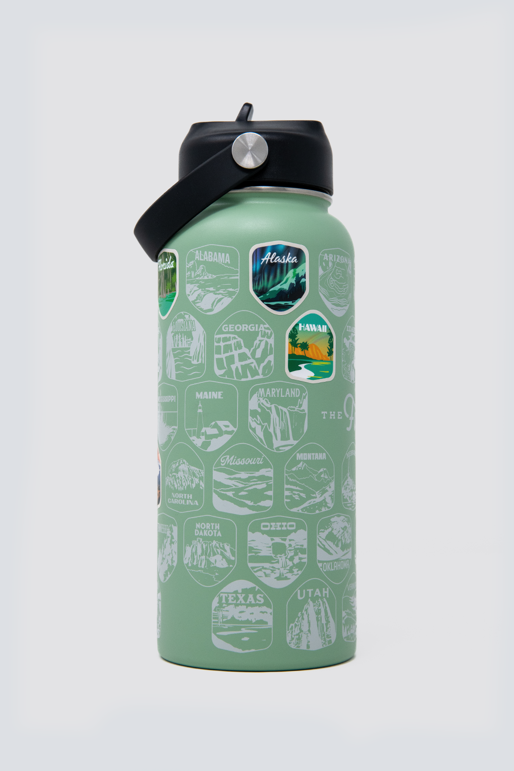 USA nationwide 50 states souvenir lightweight travel water bottle #color_sage