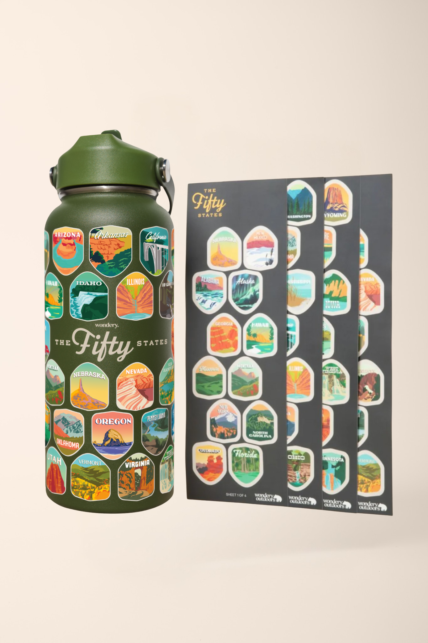 Fifty States Bucket List Water Bottle