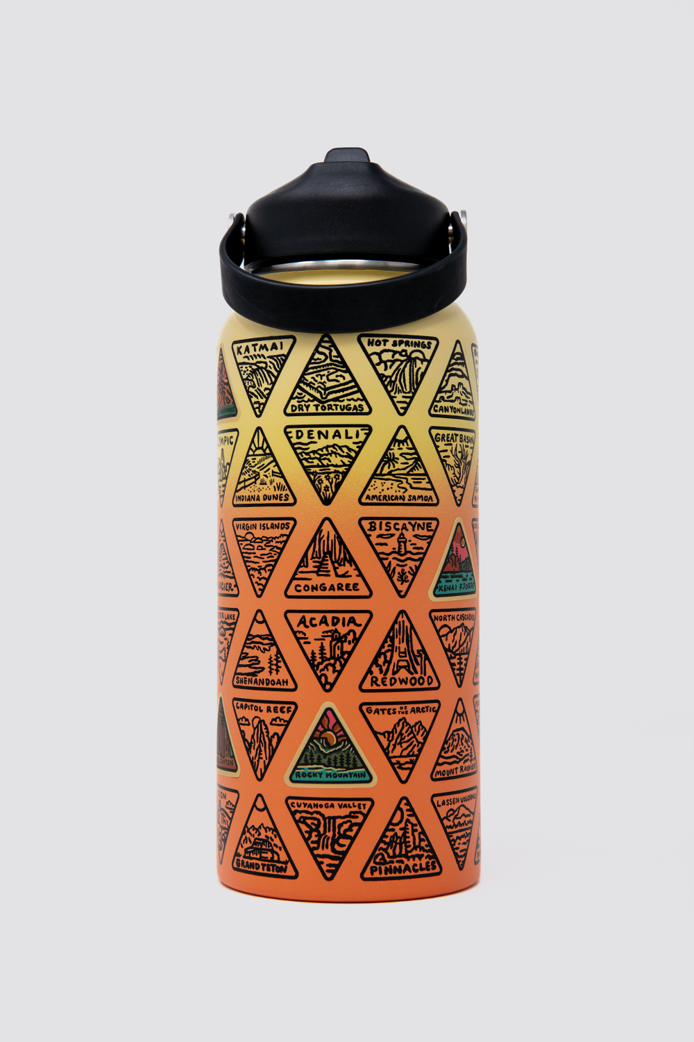yellow orange travel camping hiking water bottle with carrying strap #color_sunrise | limited edition