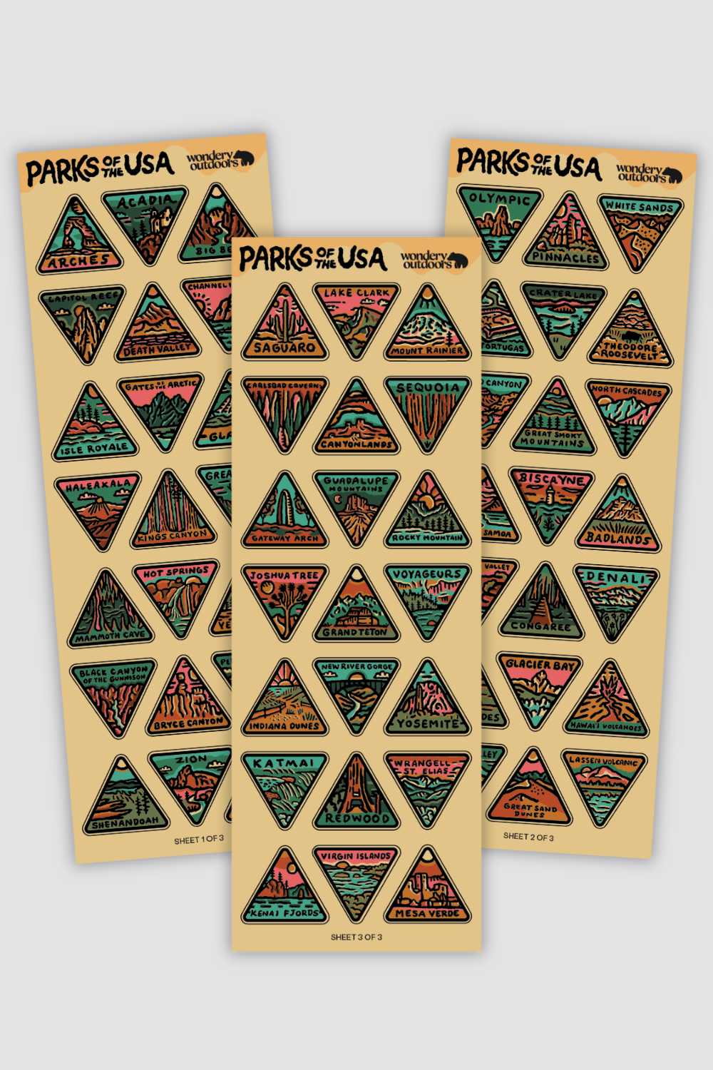 USA National Parks souvenir sticker set