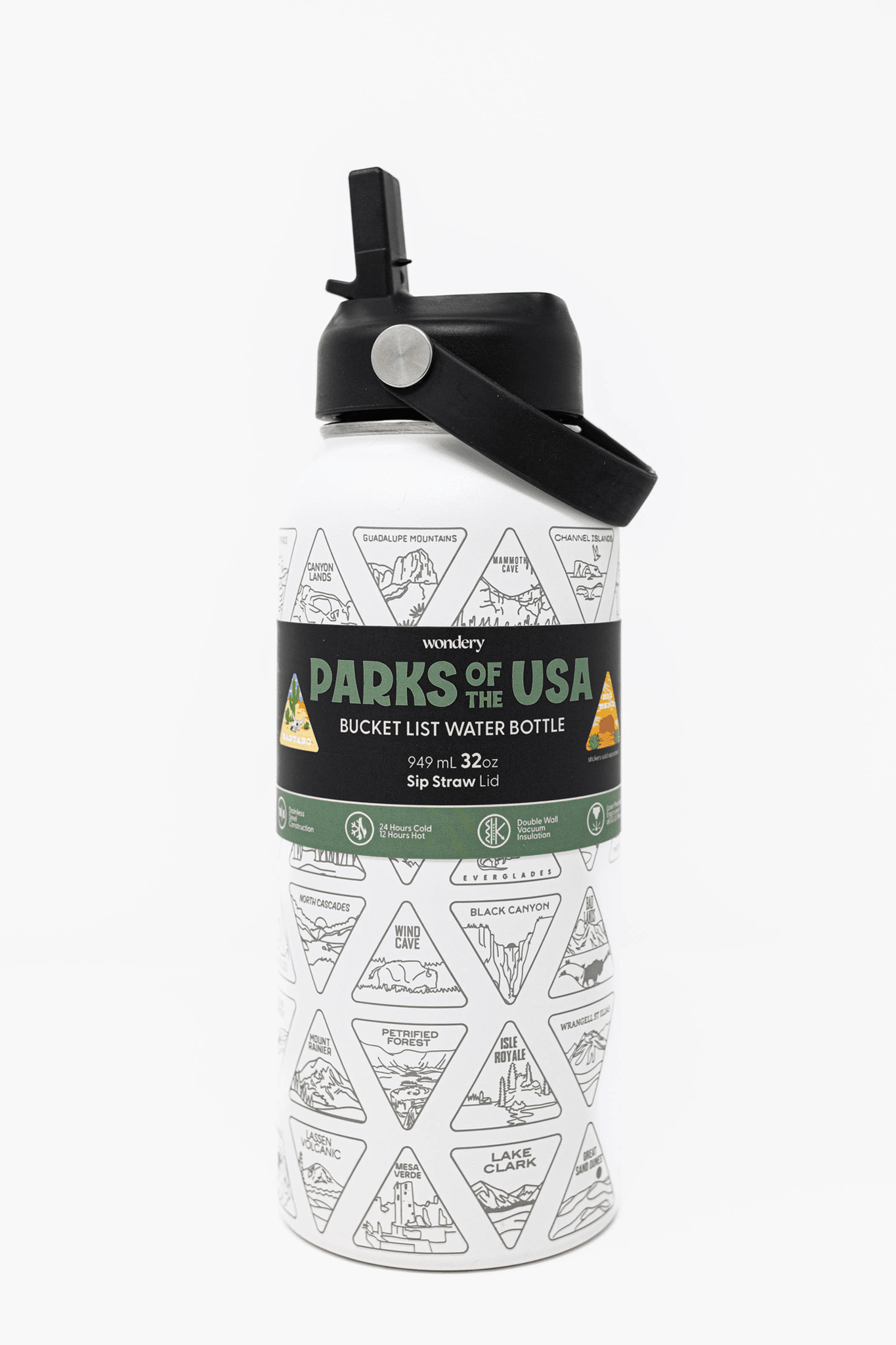 The Original Parks of the USA Bucket List Bottle (NO STICKERS) White