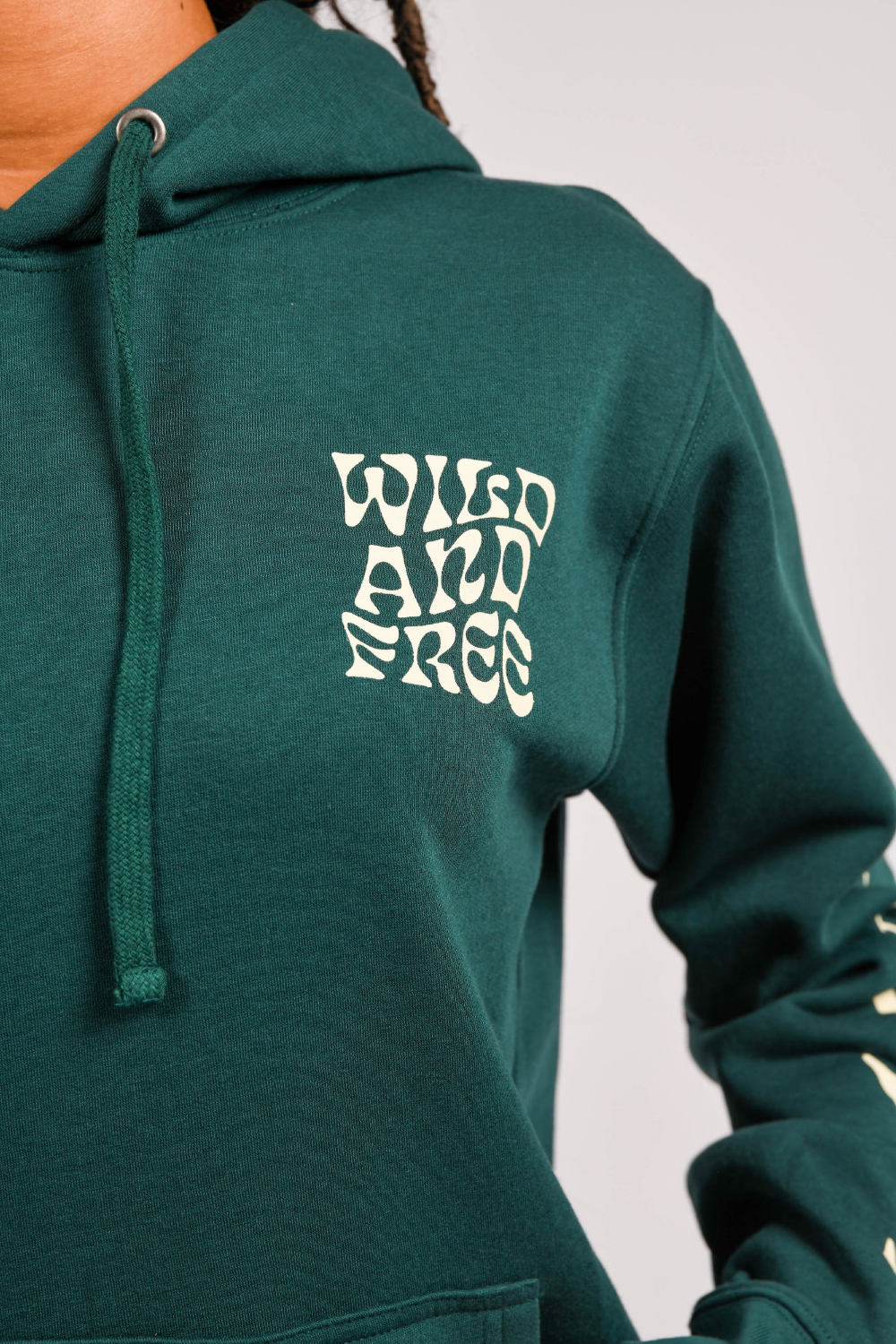 printed graphic long sleeve pullover hoodie detail #color_frosty pine
