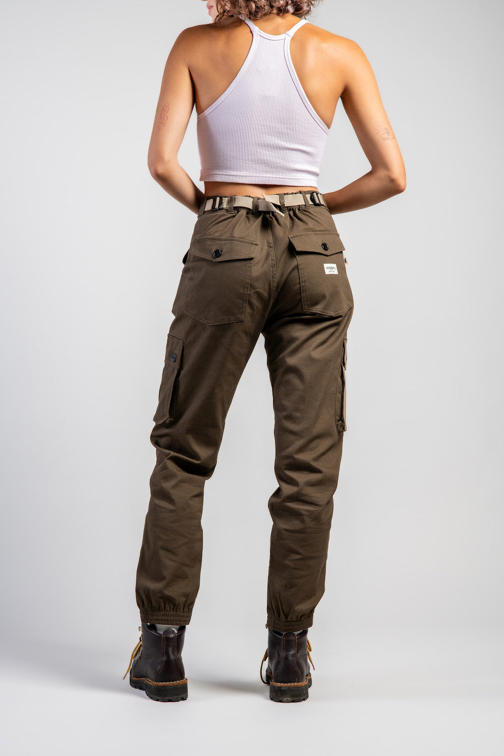 Women's High Waisted Pockets Adjustable Hem Hiking Cargo Pants