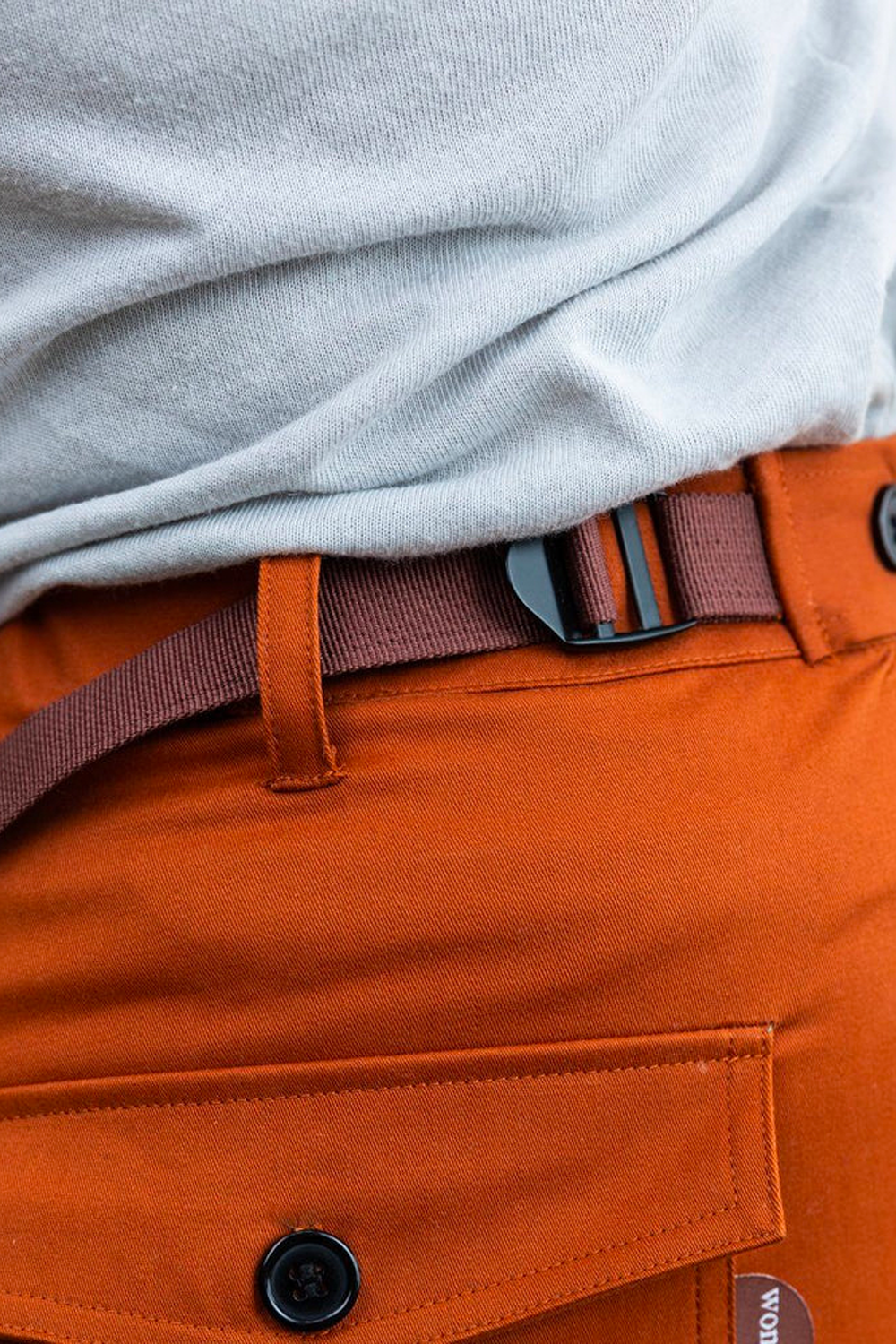 women's adjustable orange brown cargo outdoor hiking camping pants #color_burnt sienna