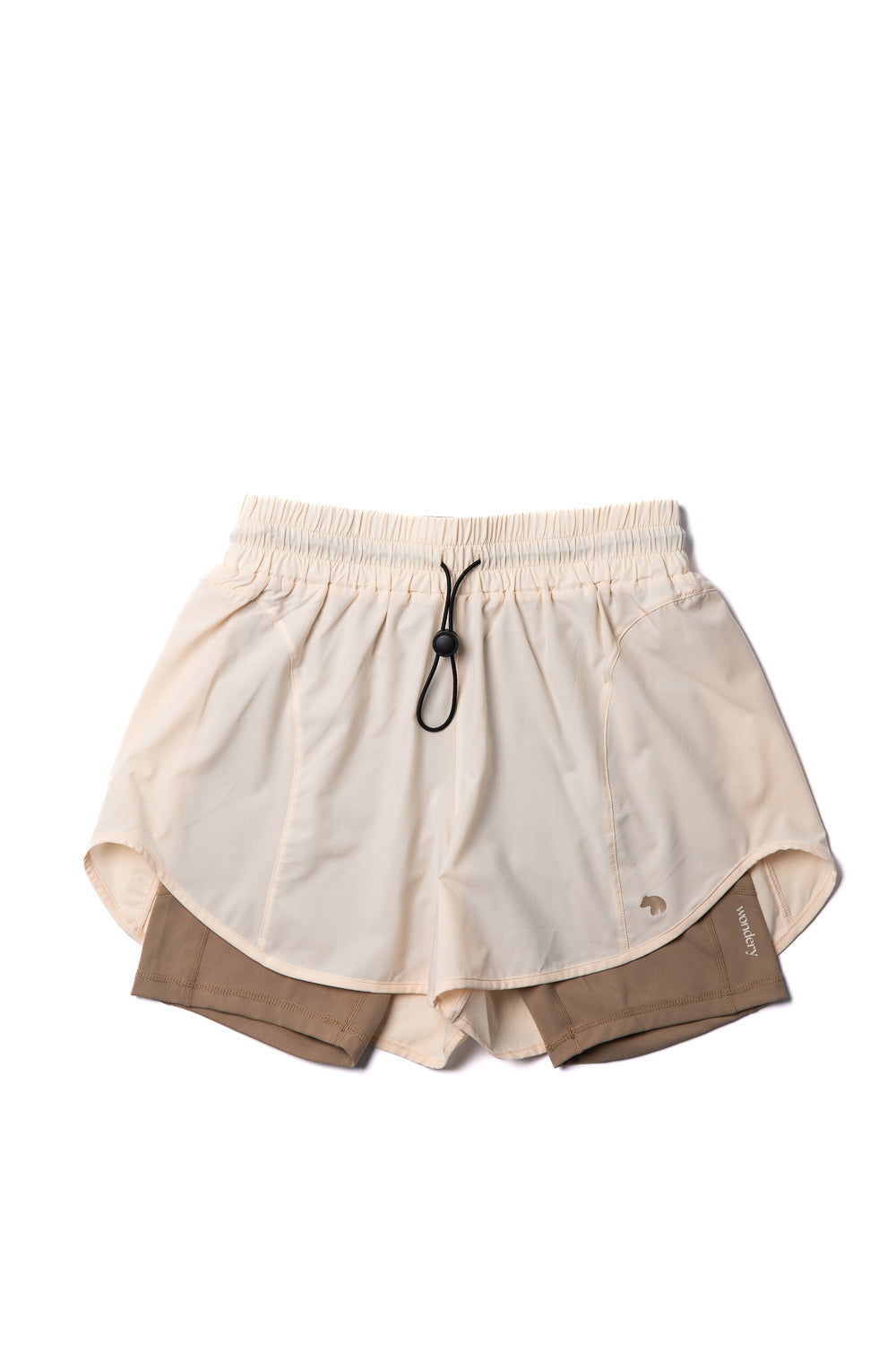 cream brown lightweight running shorts and biker shorts with pockets #color_cream/Sand