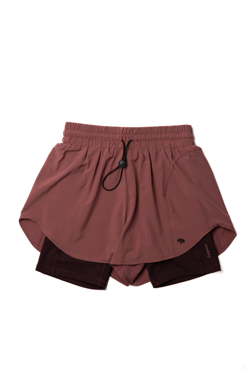 burgundy pink lightweight running shorts and biker shorts with side pocket and elastic waistband #color_dusty rose/mauve