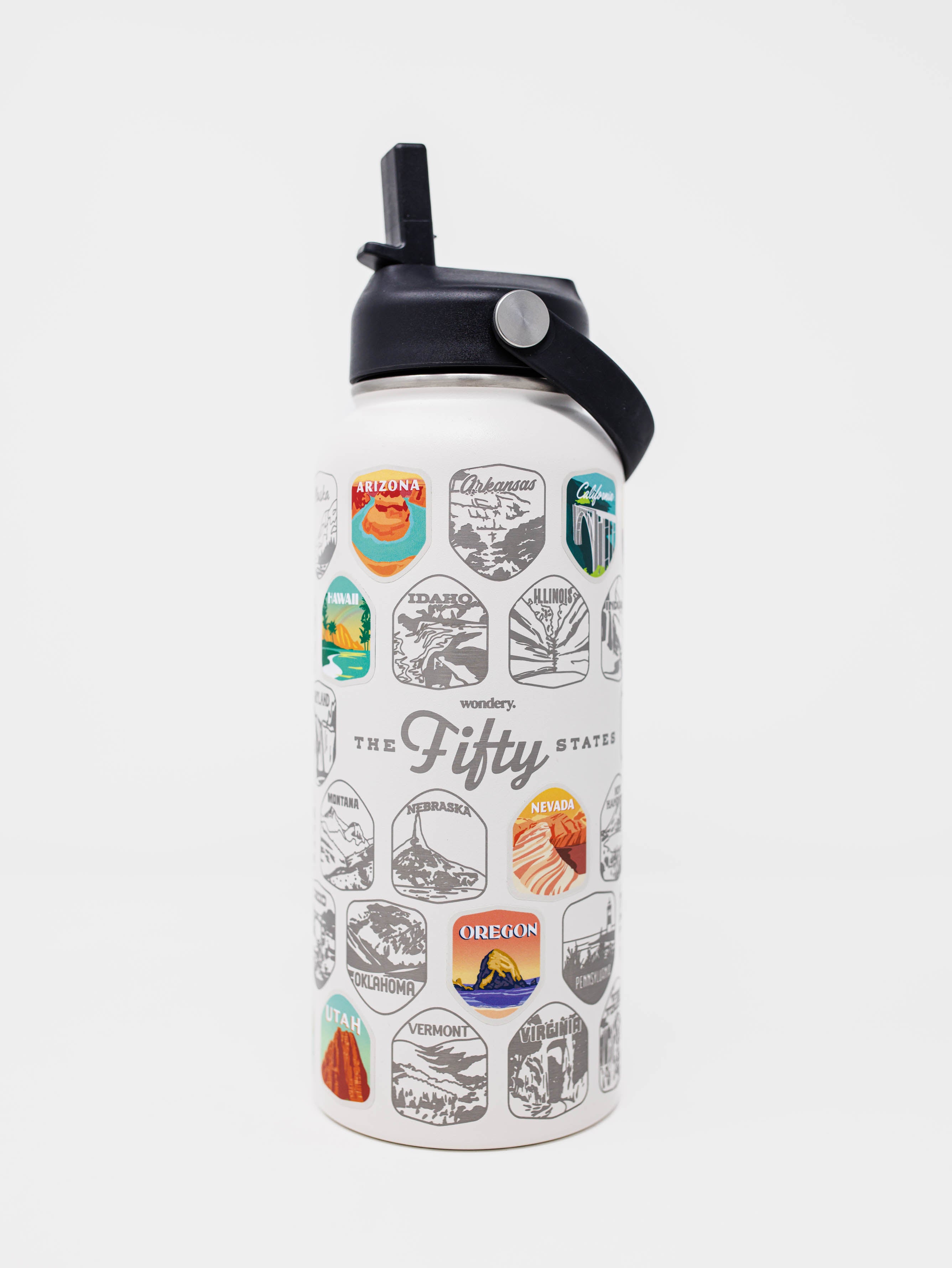 USA nationwide 50 states souvenir lightweight travel water bottle #color_cream