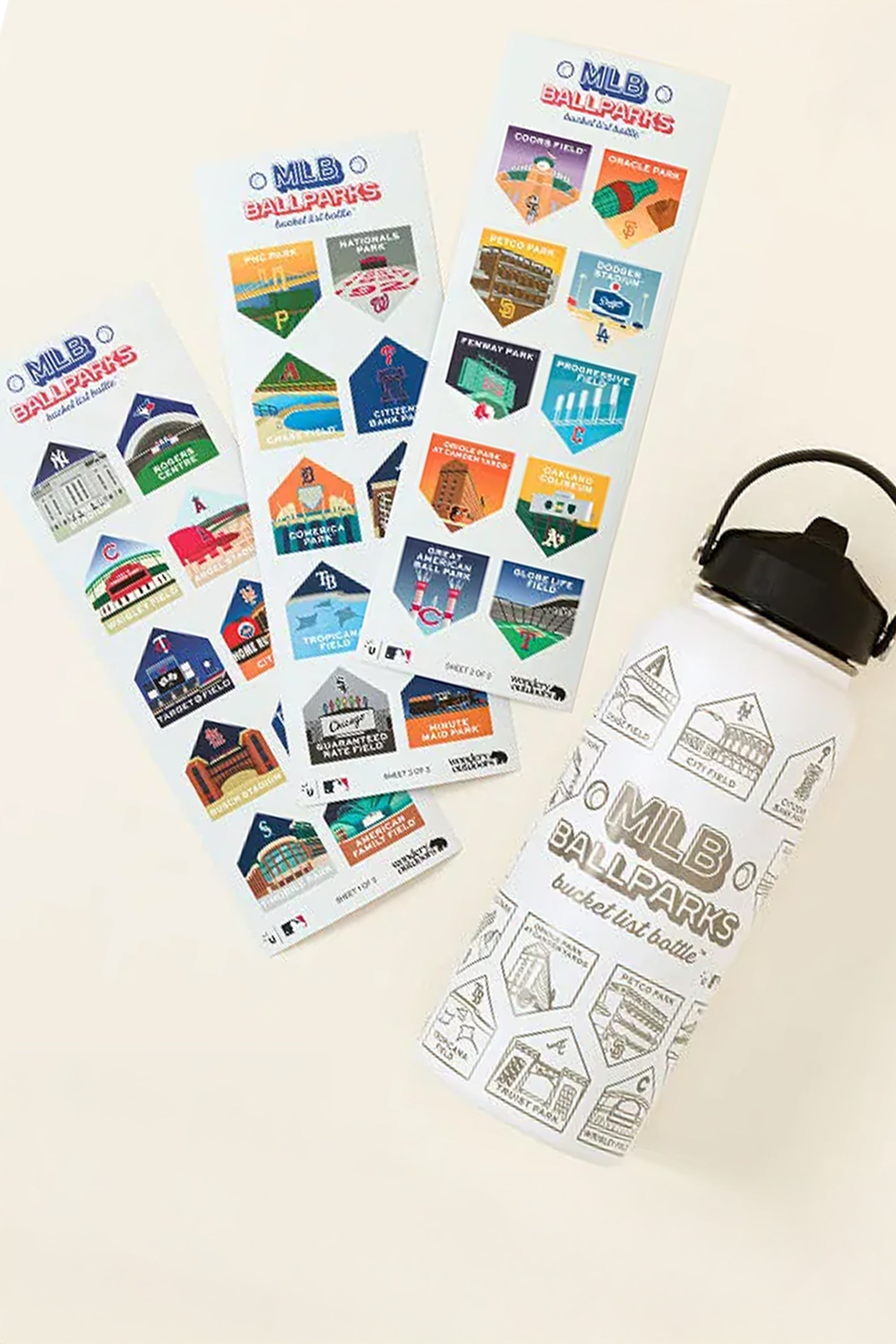 MLB Ball Parks Bucket List Water Bottle