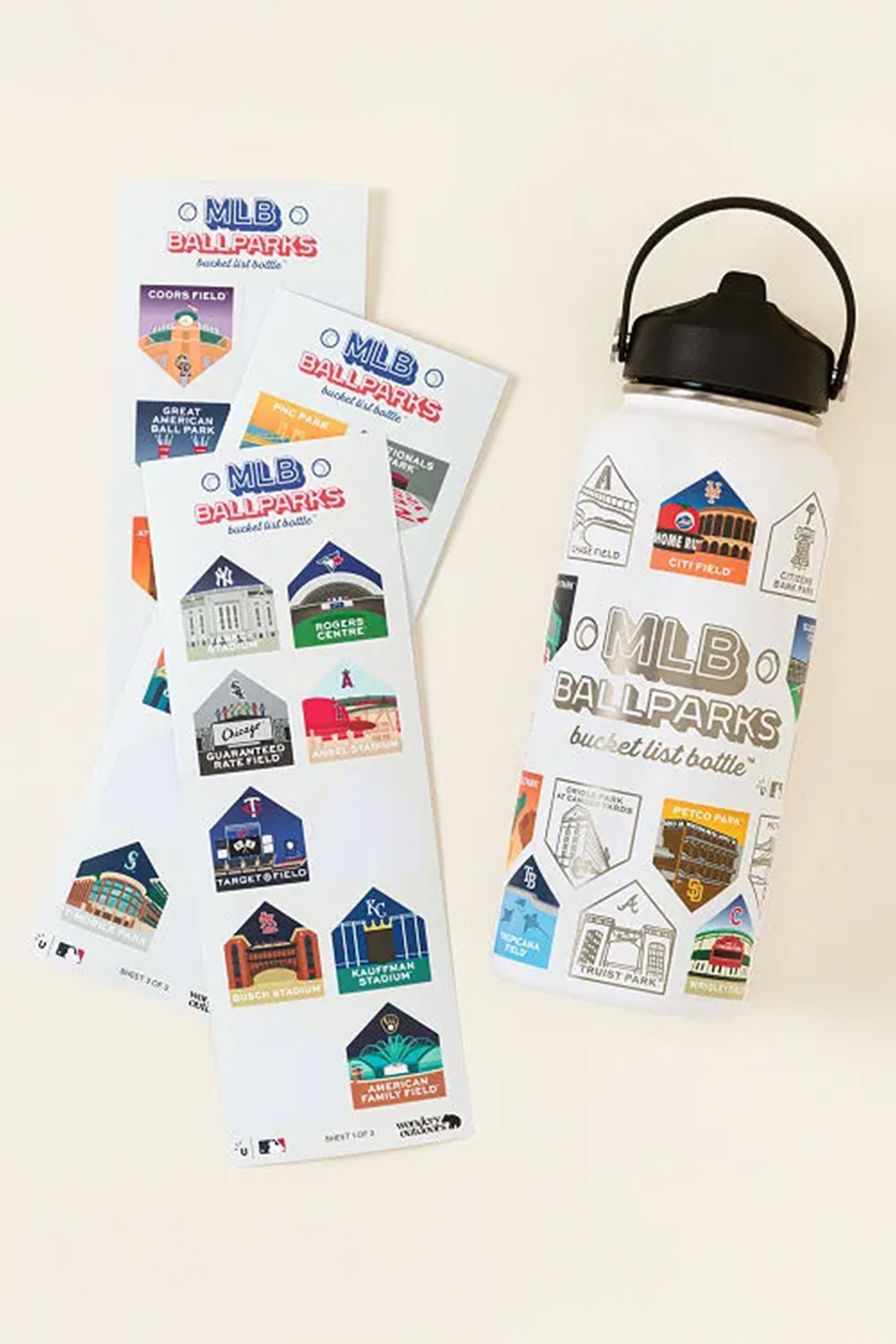 MLB Ball Parks Bucket List Water Bottle
