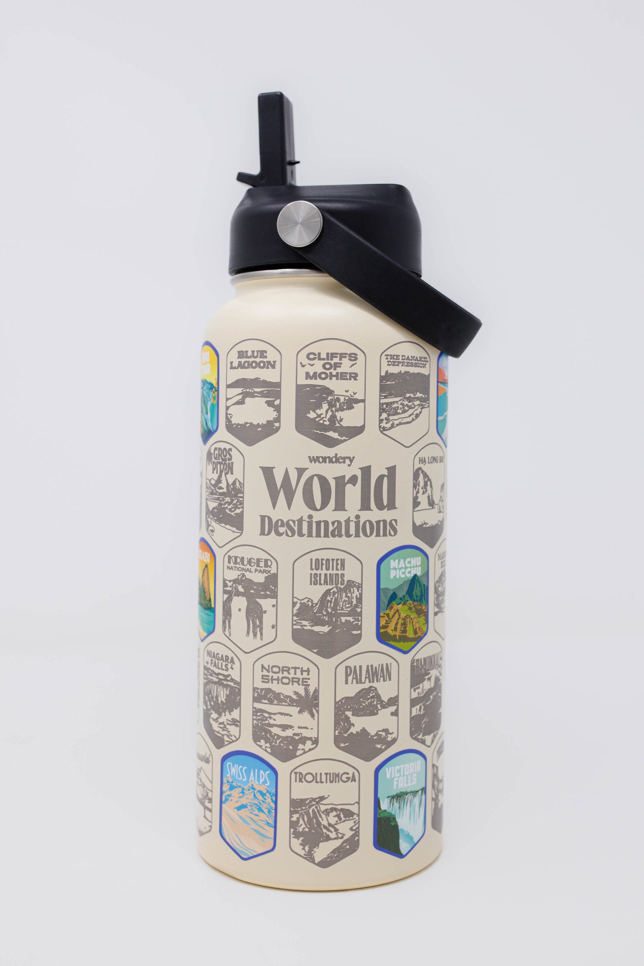worldwide international must-see travel locations souvenir lightweight travel water bottle #color_eggshell